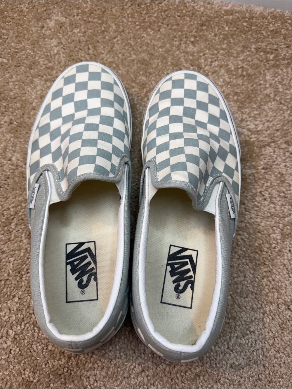 Vans Slip-On Checkerboard Sneakers - Gray & White Size 8.5 Women’s - Picture 7 of 8